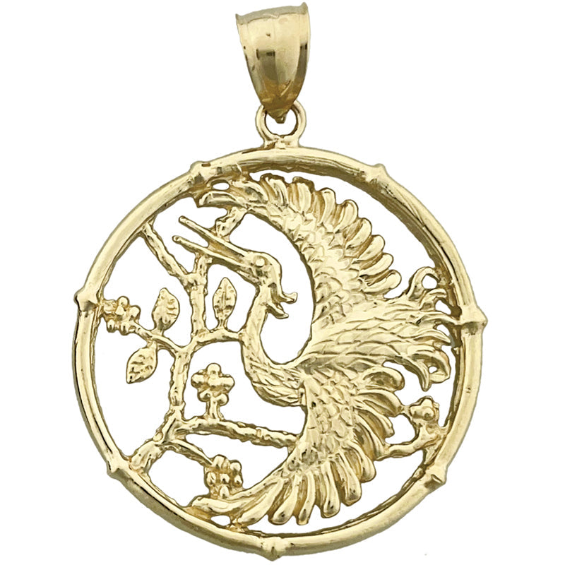 14K Gold Heron-Vogel-Anhänger