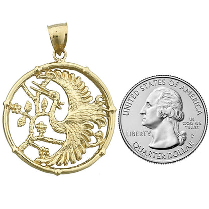14K Gold Heron-Vogel-Anhänger