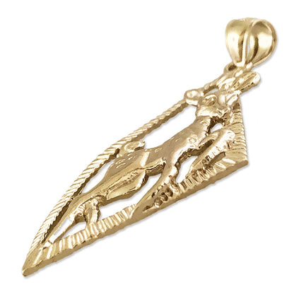 14K Gold Bambi-Rehkitz-Anhänger Medaillon