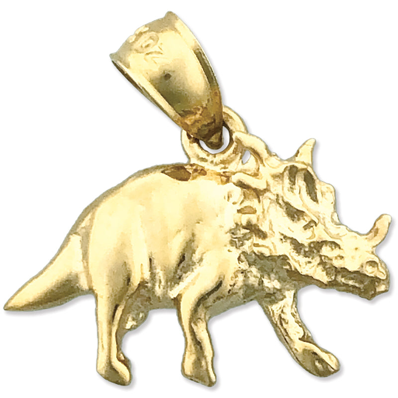 14K Gold Charm Triceratops Prähistorisch