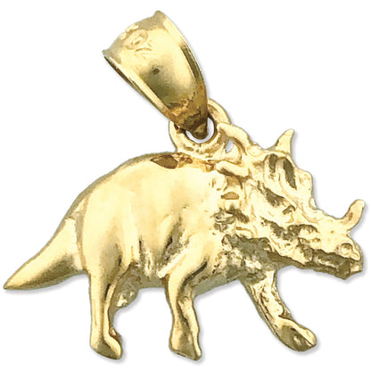 14K Gold Charm Triceratops Prähistorisch