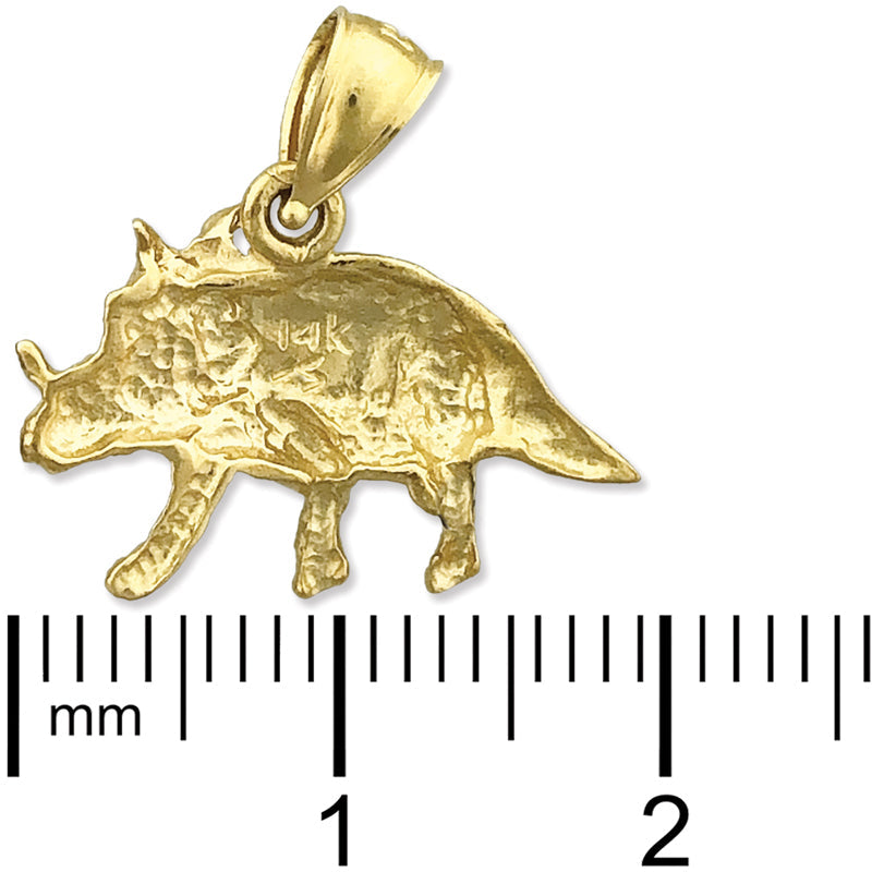 14K Gold Charm Triceratops Prähistorisch