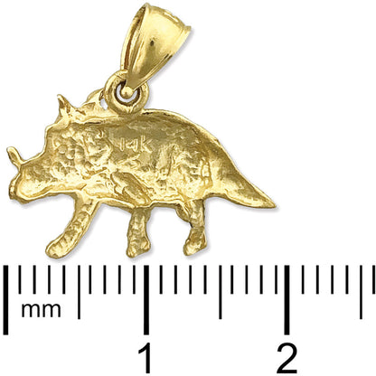 14K Gold Charm Triceratops Prähistorisch