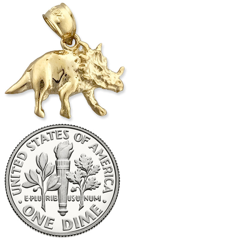 14K Gold Charm Triceratops Prähistorisch