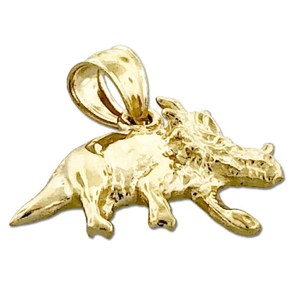 14K Gold Charm Triceratops Prähistorisch
