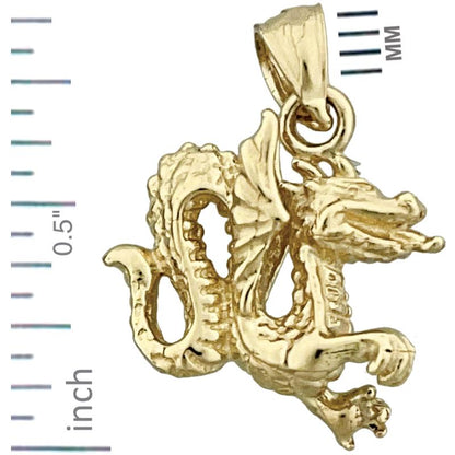 14K Gold 3-D Charm „Mystischer geflügelter Drache“