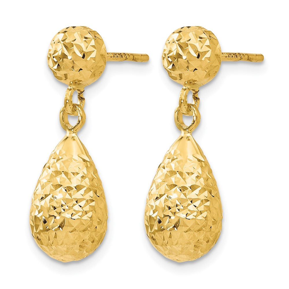 14K Gelbgold Diamantiert Stecker Ohrhänger