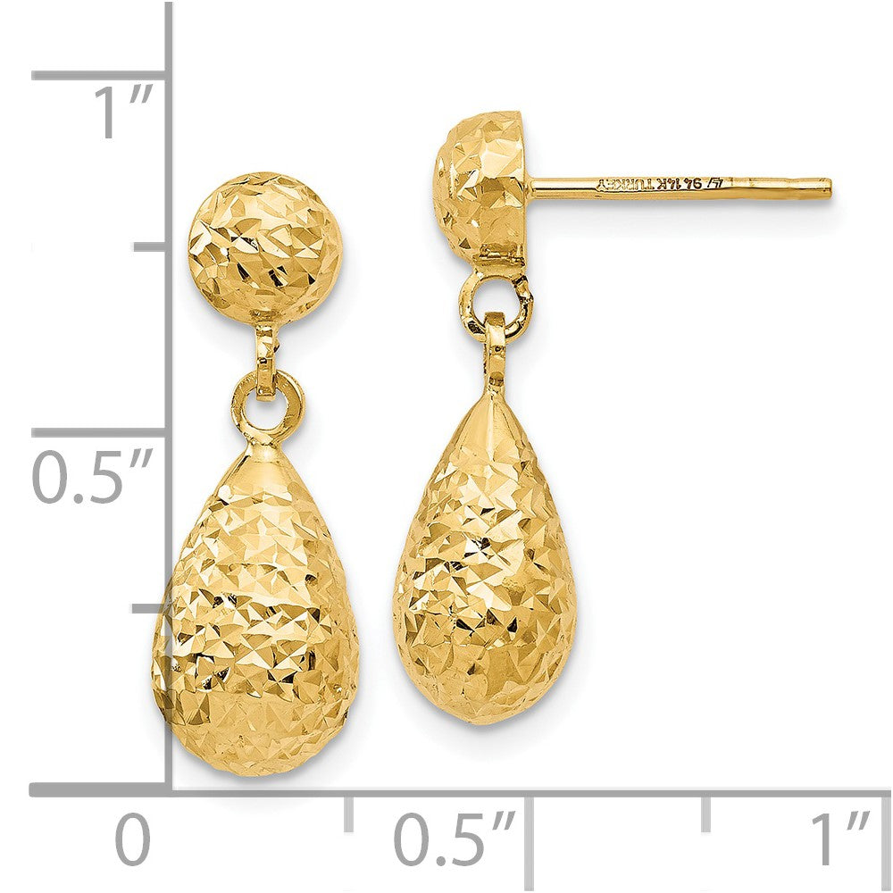 14K Gelbgold Diamantiert Stecker Ohrhänger
