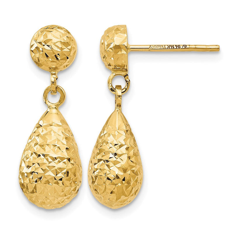 14K Gelbgold Diamantiert Stecker Ohrhänger