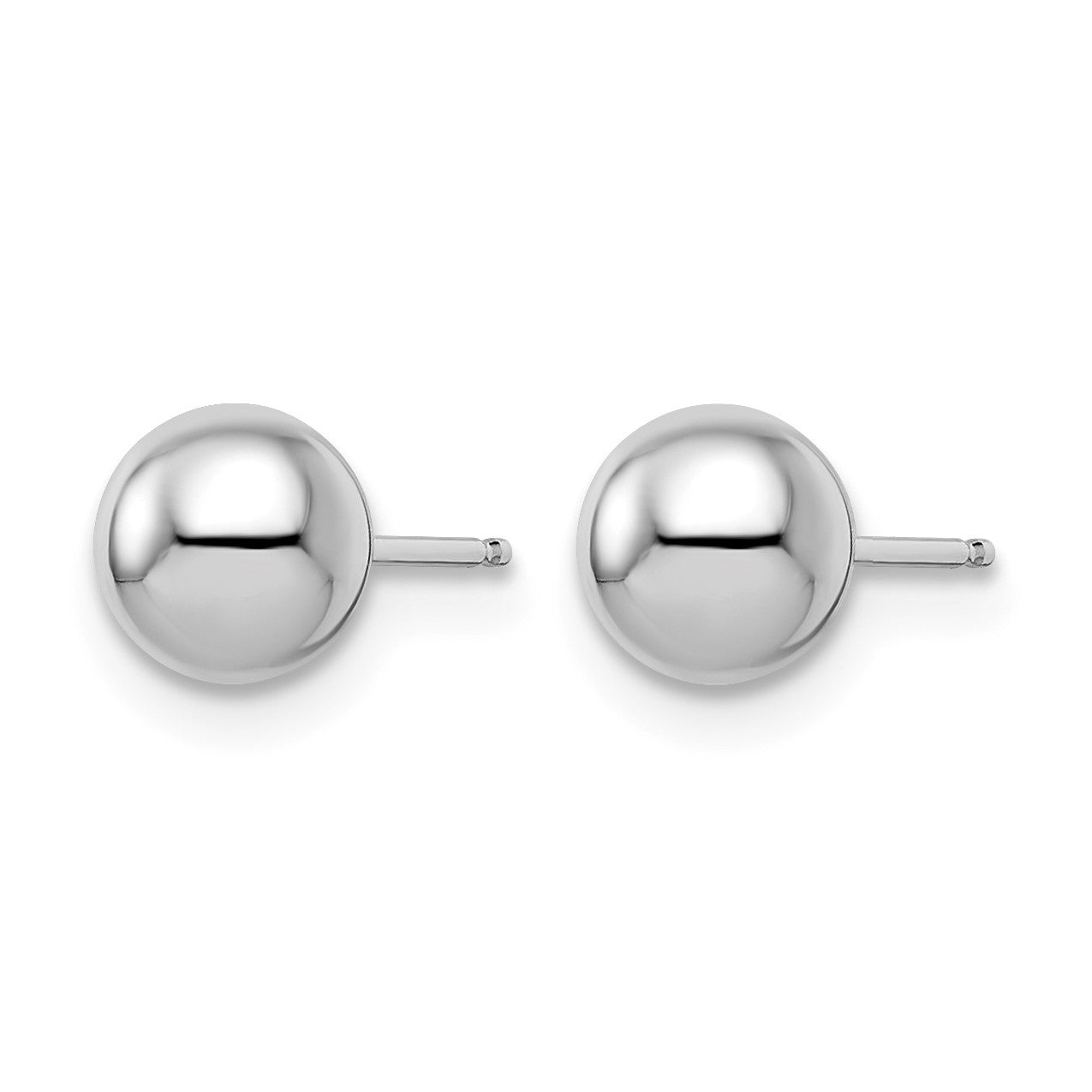 14K Weißgold Poliert 6mm Kugel Ohrstecker