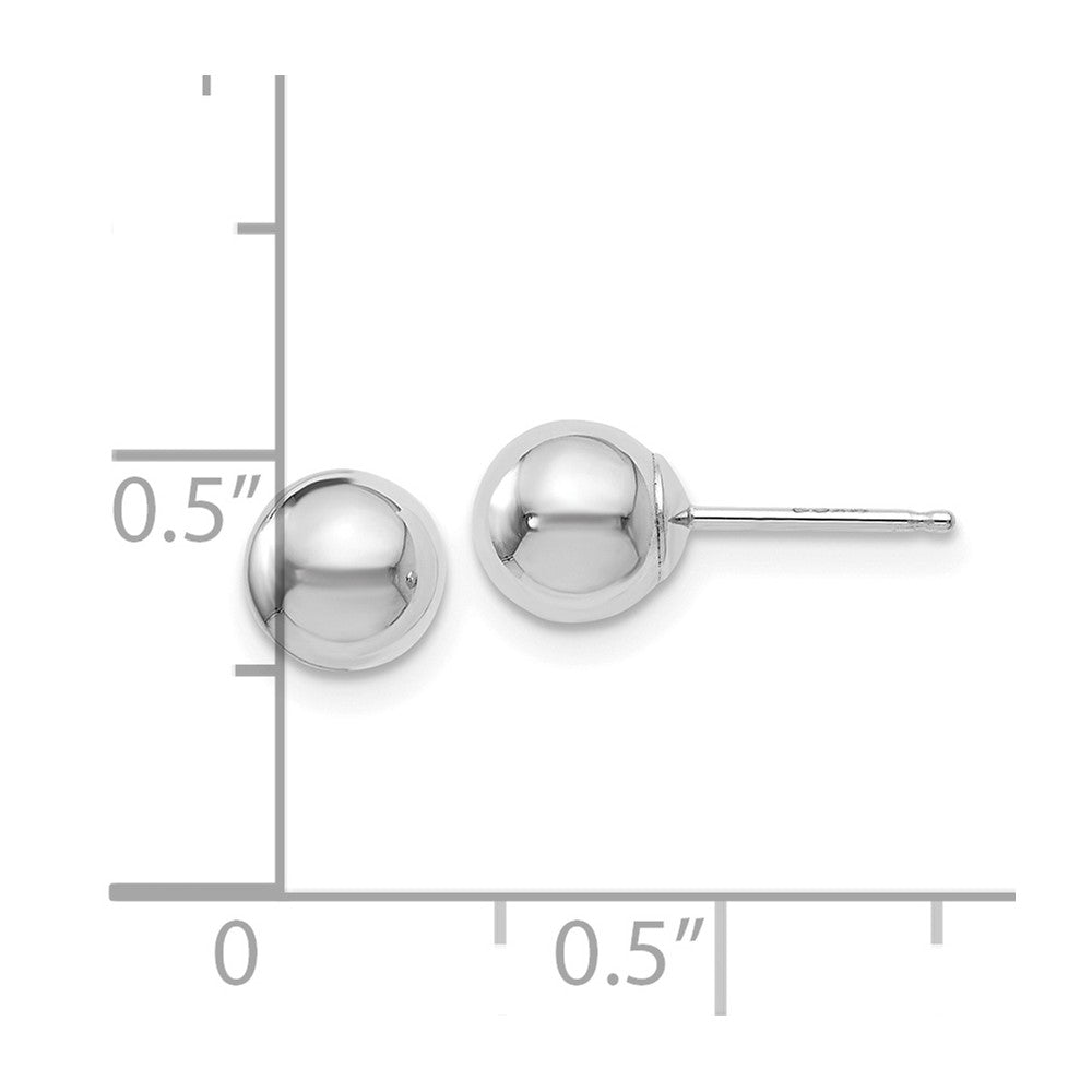 14K Weißgold Poliert 6mm Kugel Ohrstecker