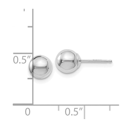 14K Weißgold Poliert 6mm Kugel Ohrstecker