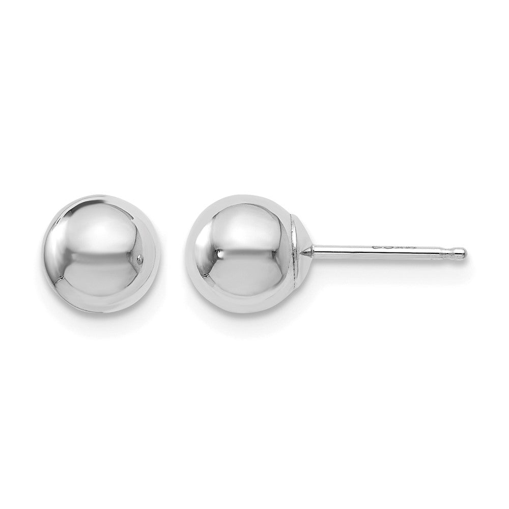 14K Weißgold Poliert 6mm Kugel Ohrstecker