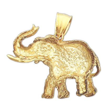 14K Gold Anhänger Elefant mit Stoßzähnen