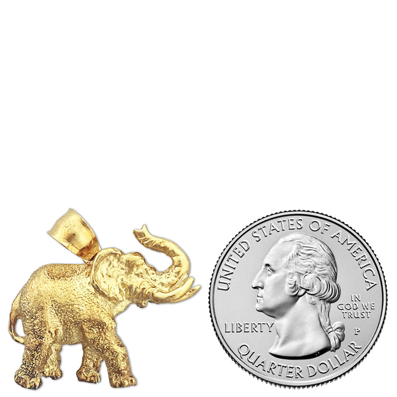 14K Gold Anhänger Elefant mit Stoßzähnen