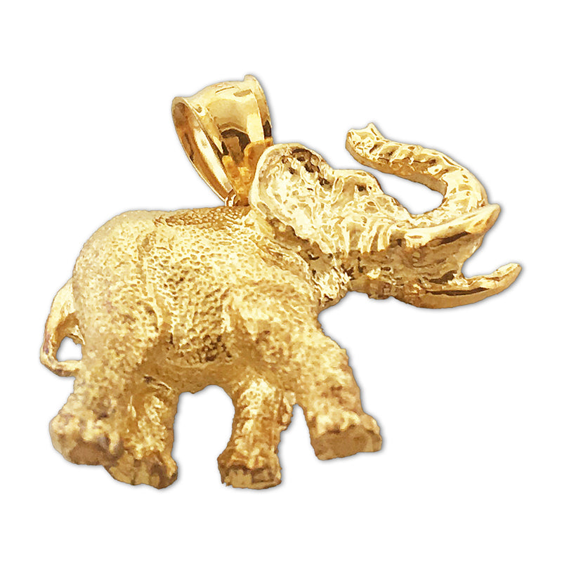 14K Gold Anhänger Elefant mit Stoßzähnen