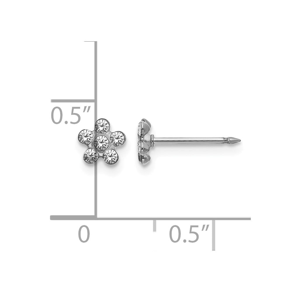 14K Weißgold Klar Kristall Blume Ohrringe
