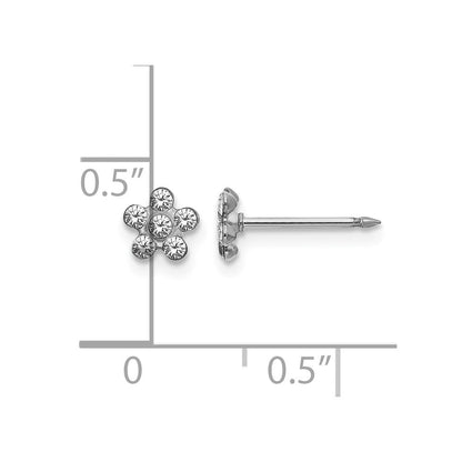 14K Weißgold Klar Kristall Blume Ohrringe