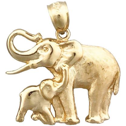 14K Gold 24MM Elefant-und-Kalb-Anhänger