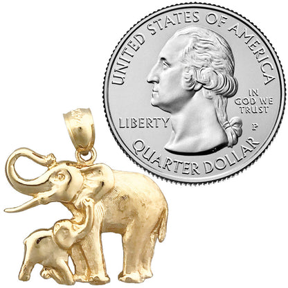 14K Gold 24MM Elefant-und-Kalb-Anhänger