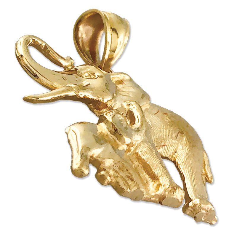 14K Gold 24MM Elefant-und-Kalb-Anhänger