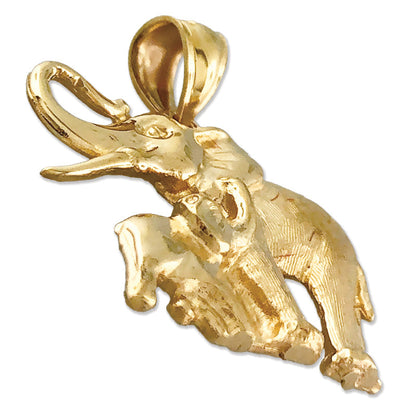 14K Gold 24MM Elefant-und-Kalb-Anhänger