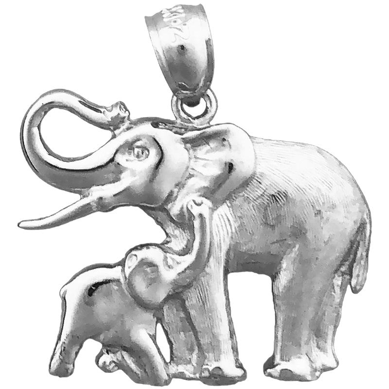 14K Gold 24MM Elefant-und-Kalb-Anhänger