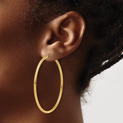 14K Gelbgold Poliert 2mm Creolen