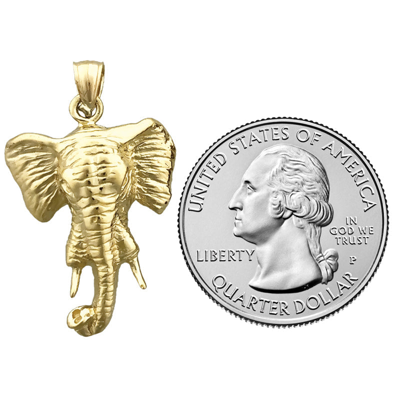 14K Gold 24MM Elefantenkopf-Anhänger