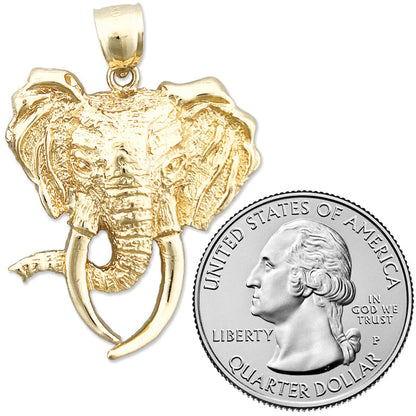 14K Gold Anhänger Elefantenkopf mit langem Stoßzahn