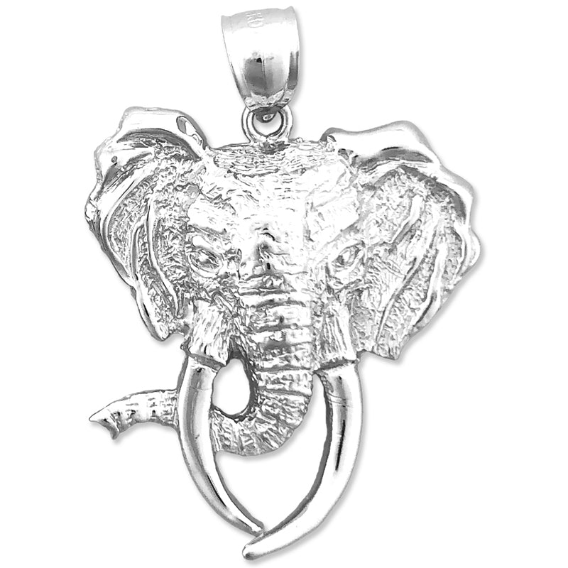 14K Gold Anhänger Elefantenkopf mit langem Stoßzahn