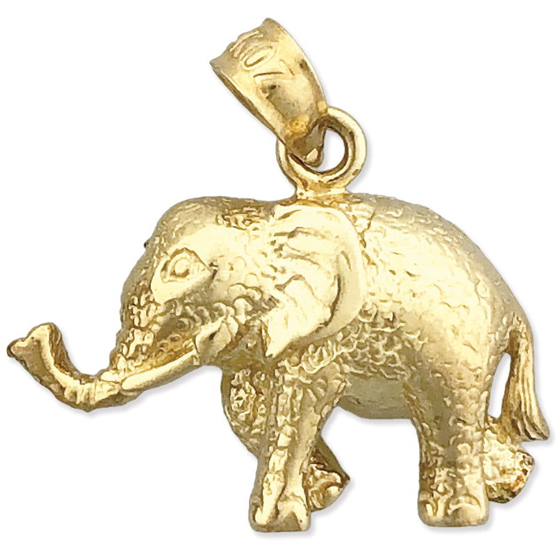14K Gold Charm Elefant mit langem Rüssel