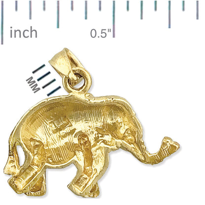 14K Gold Charm Elefant mit langem Rüssel