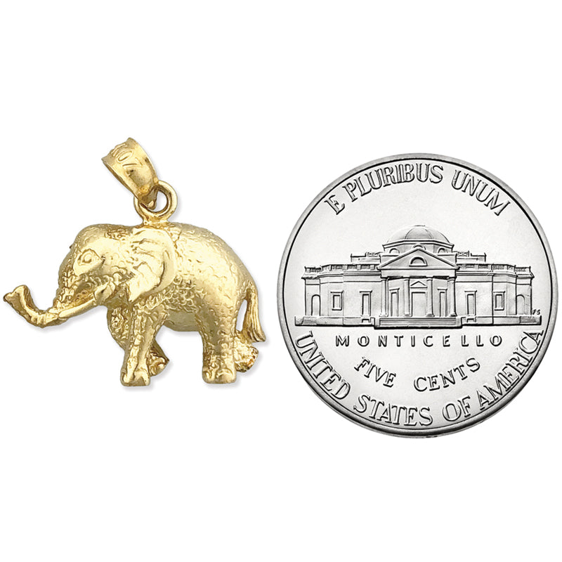 14K Gold Charm Elefant mit langem Rüssel