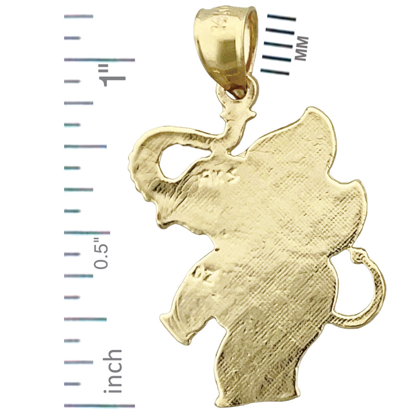 14K Gold Silhouette-Elefant-Anhänger, 23 mm