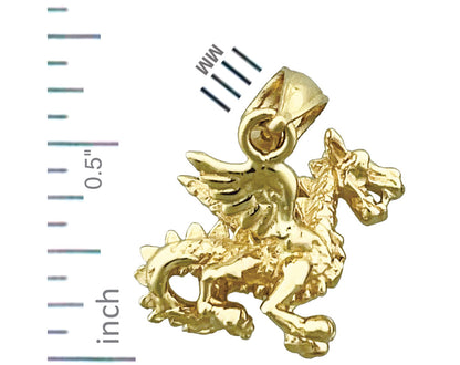14K Gold 3D Mythischer Geflügelter Drachen-Charm