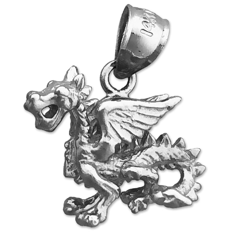 14K Gold 3D Mythischer Geflügelter Drachen-Charm