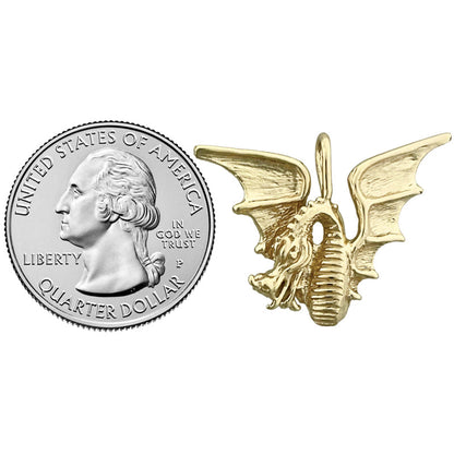 14K Gold Gleitanhänger Geflügelter Drache