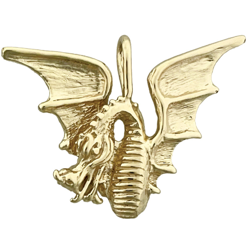 14K Gold Gleitanhänger Geflügelter Drache