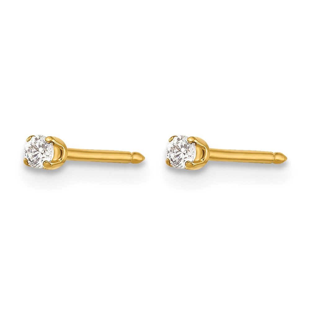 14K Gelbgold 2mm Zirkonia Ohrringe