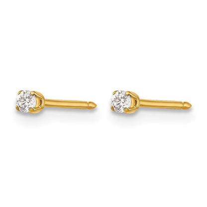 14K Gelbgold 2mm Zirkonia Ohrringe