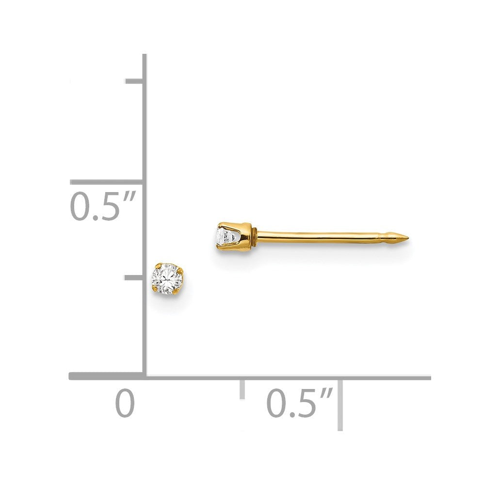 14K Gelbgold 2mm Zirkonia Ohrringe