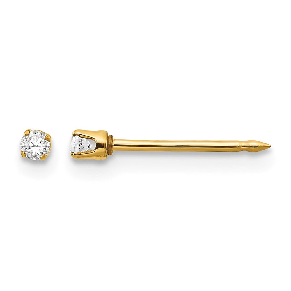 14K Gelbgold 2mm Zirkonia Ohrringe