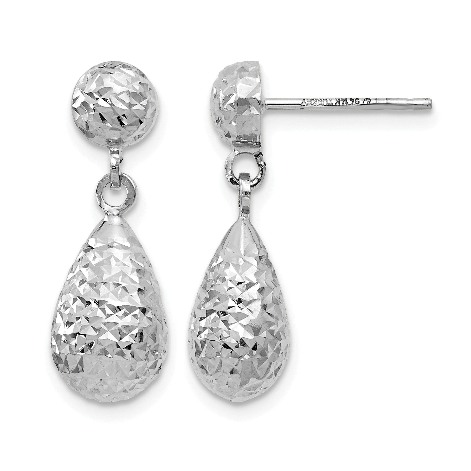 14K Weißgold Diamantiert Stecker Ohrhänger