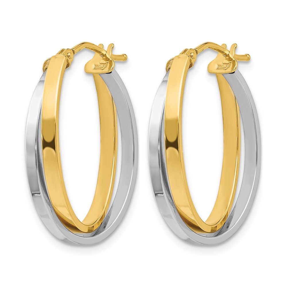 14K Gelb & Rhodium mit Poliert Klappbar Creolen