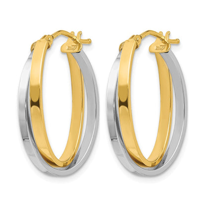 14K Gelb & Rhodium mit Poliert Klappbar Creolen