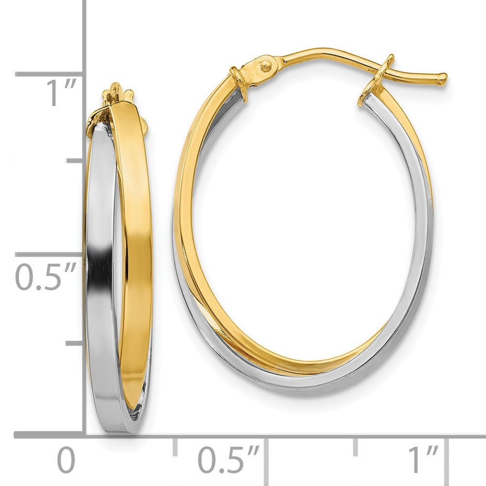 14K Gelb & Rhodium mit Poliert Klappbar Creolen