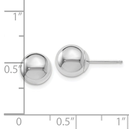 14K Weißgold Poliert 8mm Kugel Ohrstecker