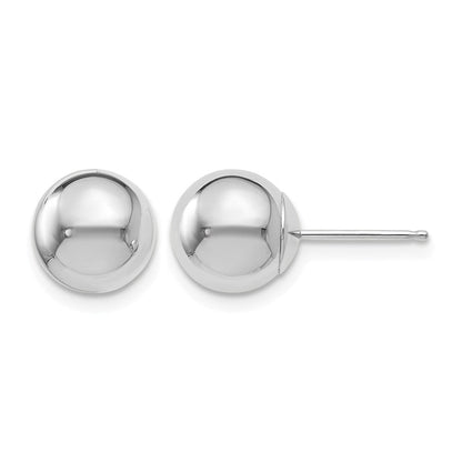 14K Weißgold Poliert 8mm Kugel Ohrstecker