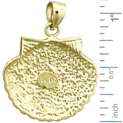 14K Gold Anhänger mit Muschel, Krabbe und Seestern
